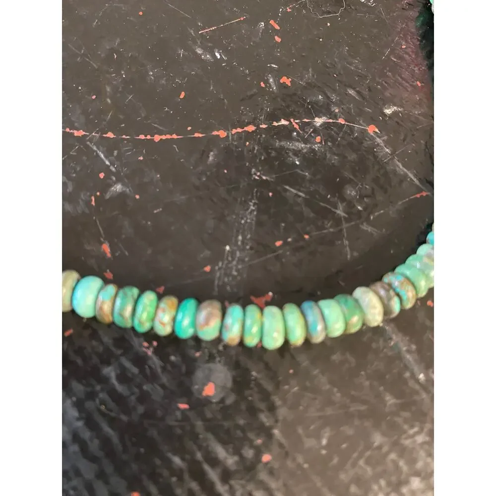 southwestern style silver floral and bone cross necklace, turquoise beads, boho